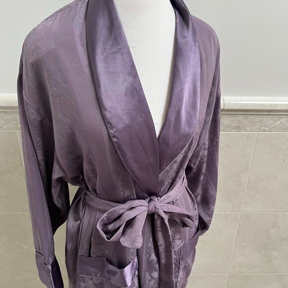 Vintage Victoria Secret Gold Label purple satin robe Valentines Day M/L - Picture 3 of 12